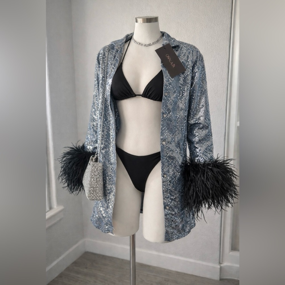 🔥 REAL Ostrich Feather Sequin Glam Top | Revolve Favorite 🔥